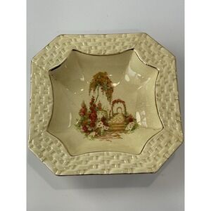 1920s L & S Sons Hanley Crazed Ceramic Porcelain England Country Garden Scenery